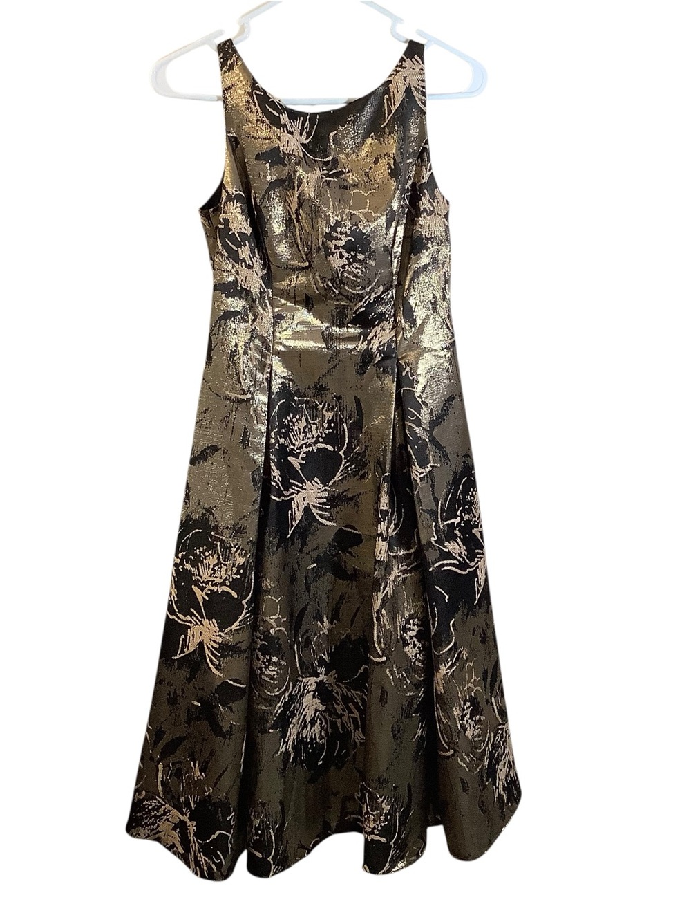 Aidan Mattox Sleeveless Floral Metallic Jacquard Fit & Flare Cocktail Dress